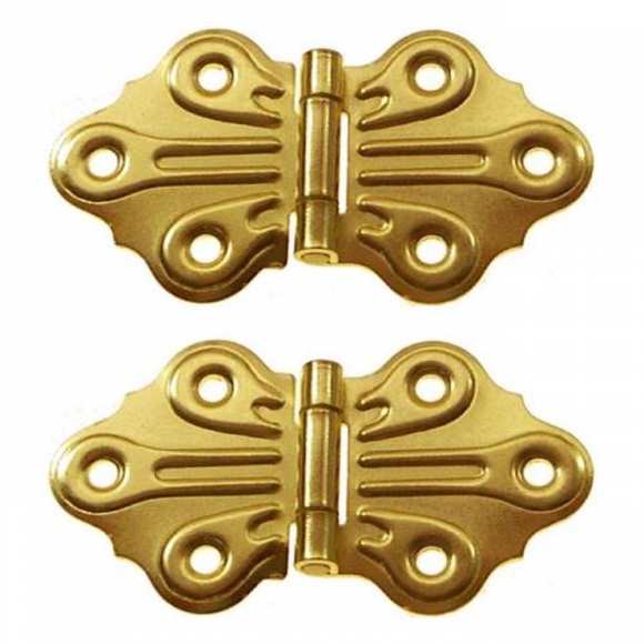 Gilded Gold Ornamental Butterfly Hinges - Picture 1 of 8
